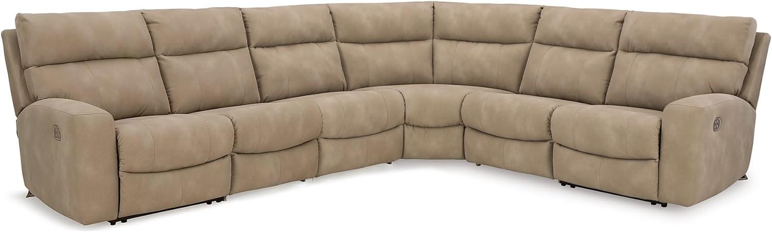 imageSignature Design by Ashley NextGen DuraPella Contemporary Faux Leather Modular Wall Hugger 3Piece Power Reclining Sectional Sofa with Adjustable Headrest and USB Ports GrayBeige