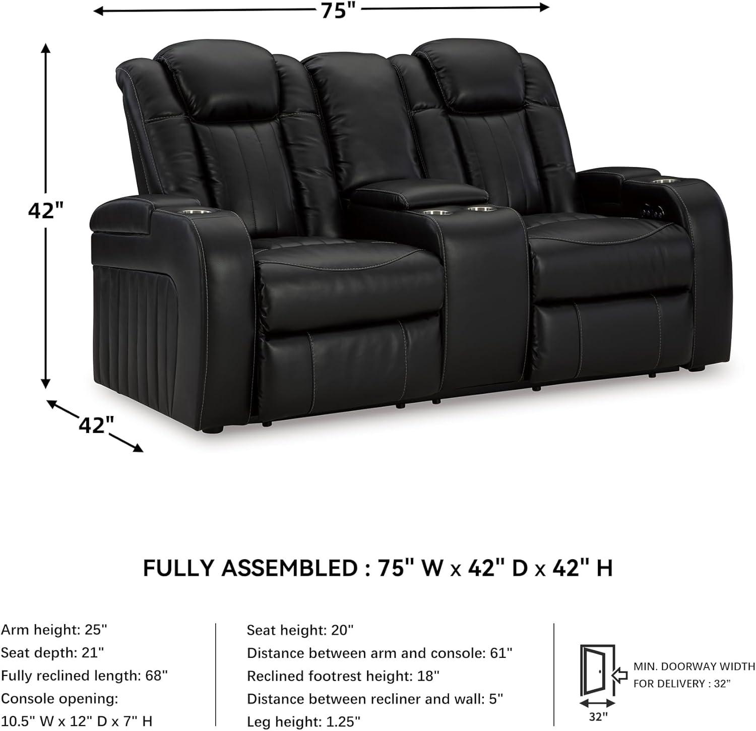 imageSignature Design by Ashley NextGen DuraPella Contemporary Faux Leather Modular Wall Hugger 3Piece Power Reclining Sectional Sofa with Adjustable Headrest and USB Ports GrayBlack