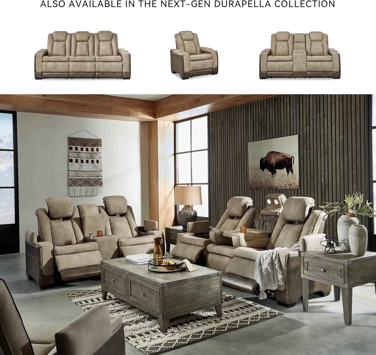 imageSignature Design by Ashley NextGen DuraPella Contemporary Faux Leather Modular Wall Hugger 3Piece Power Reclining Sectional Sofa with Adjustable Headrest and USB Ports GrayBeige