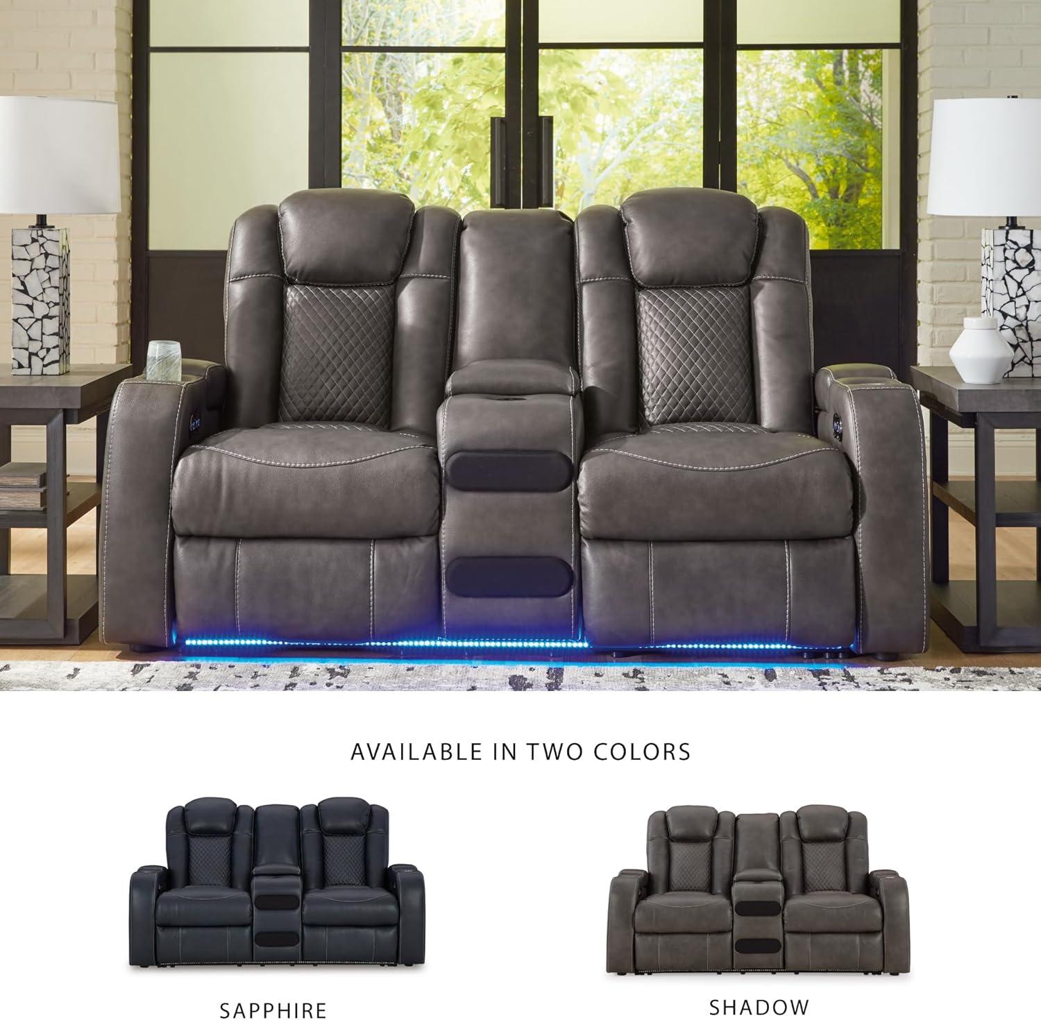 imageSignature Design by Ashley NextGen DuraPella Contemporary Faux Leather Modular Wall Hugger 3Piece Power Reclining Sectional Sofa with Adjustable Headrest and USB Ports GrayDark Gray