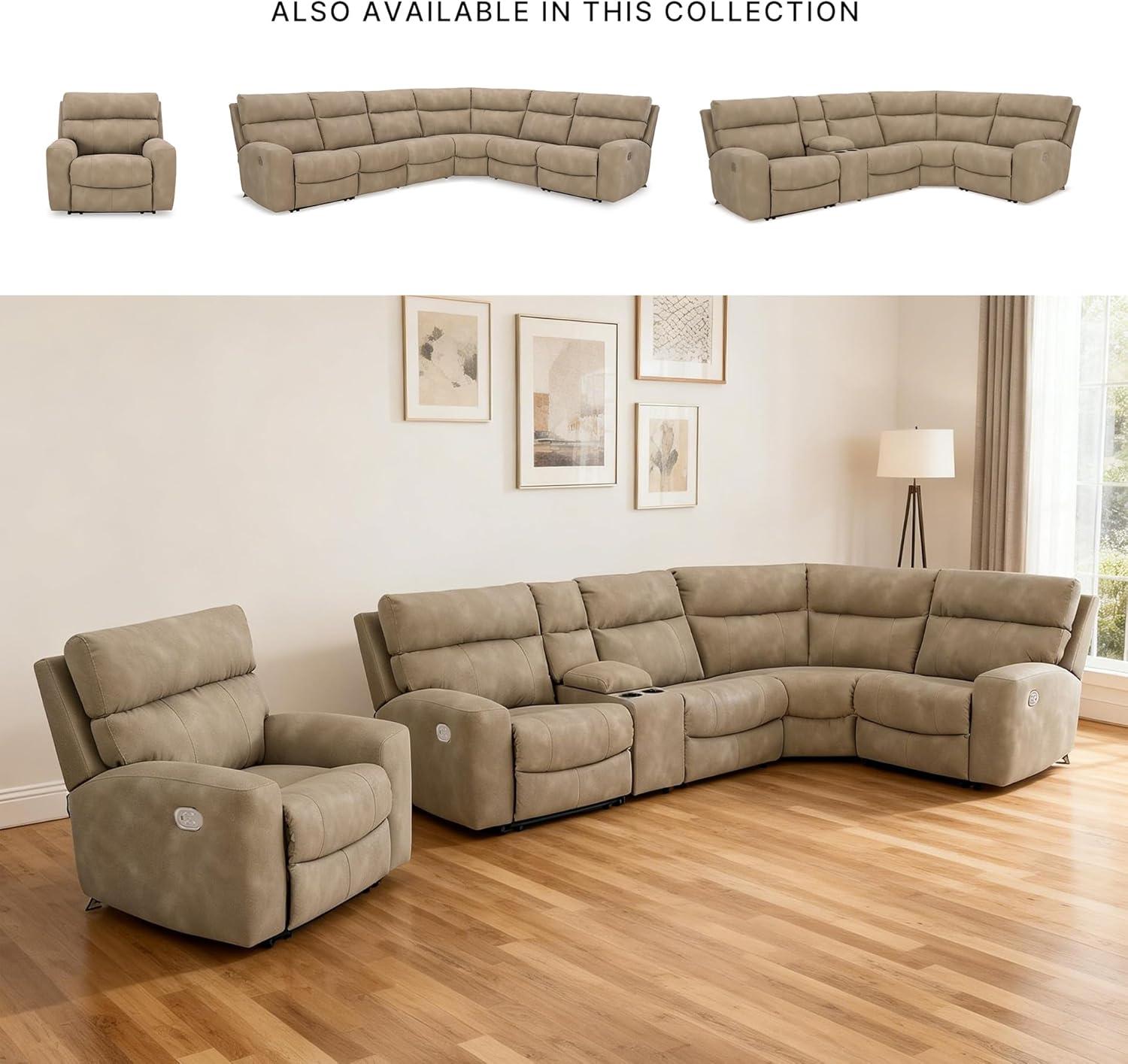 imageSignature Design by Ashley NextGen DuraPella Contemporary Faux Leather Modular Wall Hugger 3Piece Power Reclining Sectional Sofa with Adjustable Headrest and USB Ports GrayBeige
