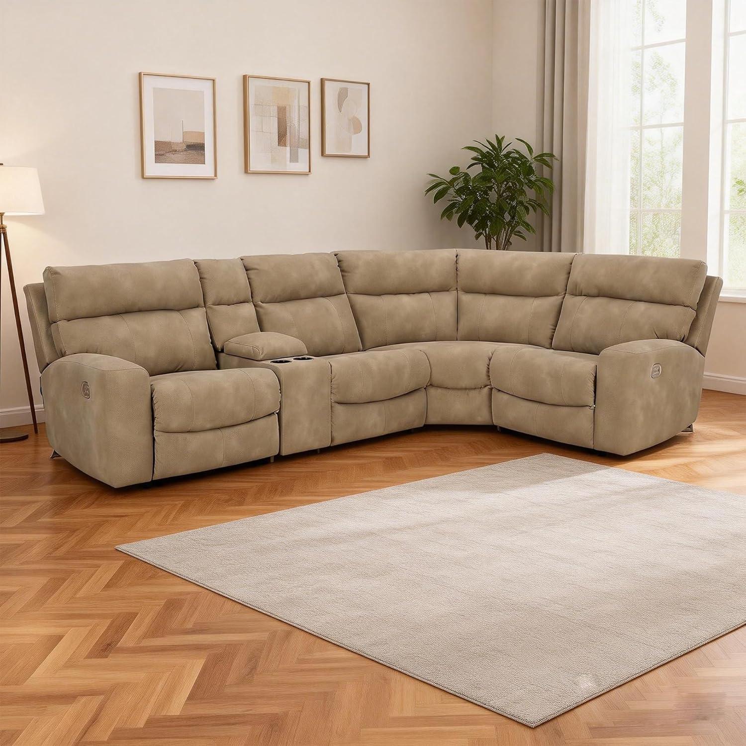 imageSignature Design by Ashley NextGen DuraPella Contemporary Faux Leather Modular Wall Hugger 3Piece Power Reclining Sectional Sofa with Adjustable Headrest and USB Ports GrayBeige