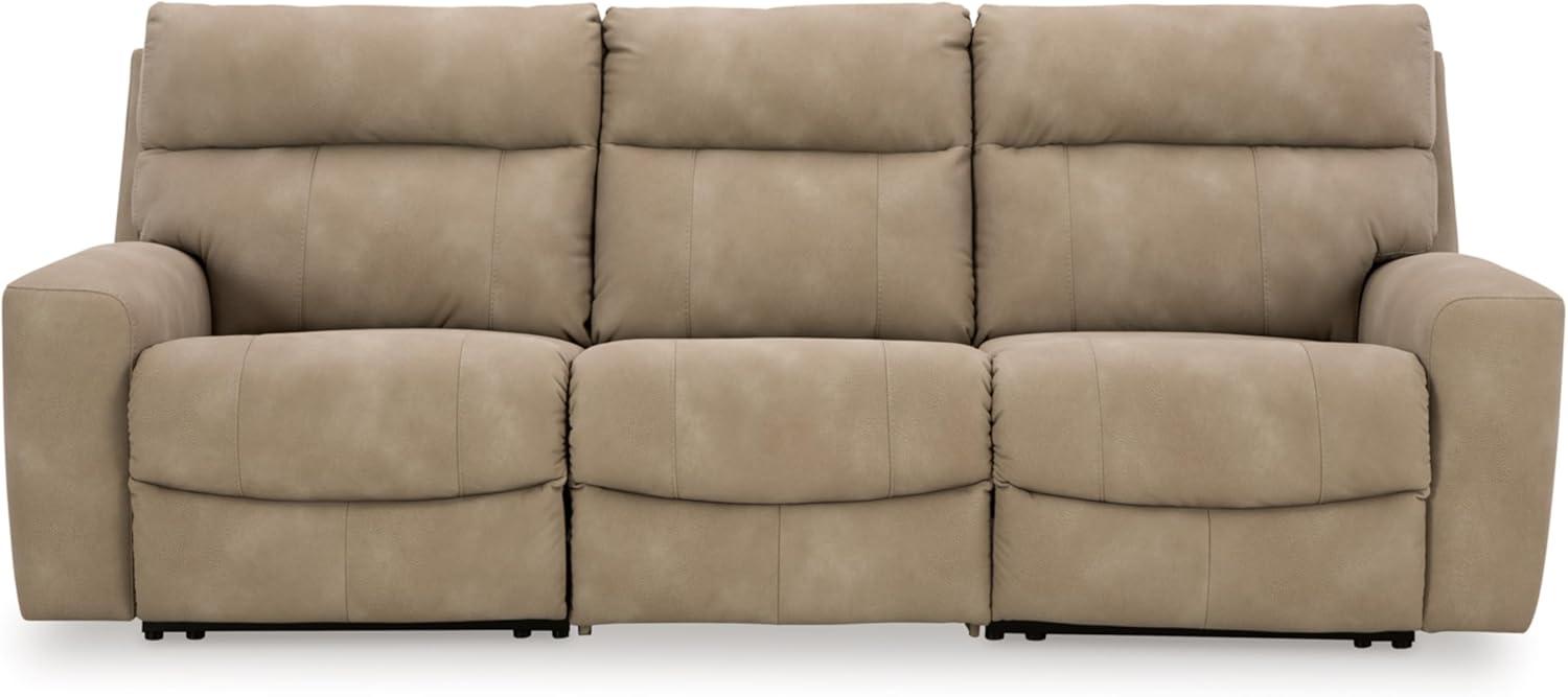 imageSignature Design by Ashley NextGen DuraPella Contemporary Faux Leather Modular Wall Hugger 3Piece Power Reclining Sectional Sofa with Adjustable Headrest and USB Ports GrayBeige