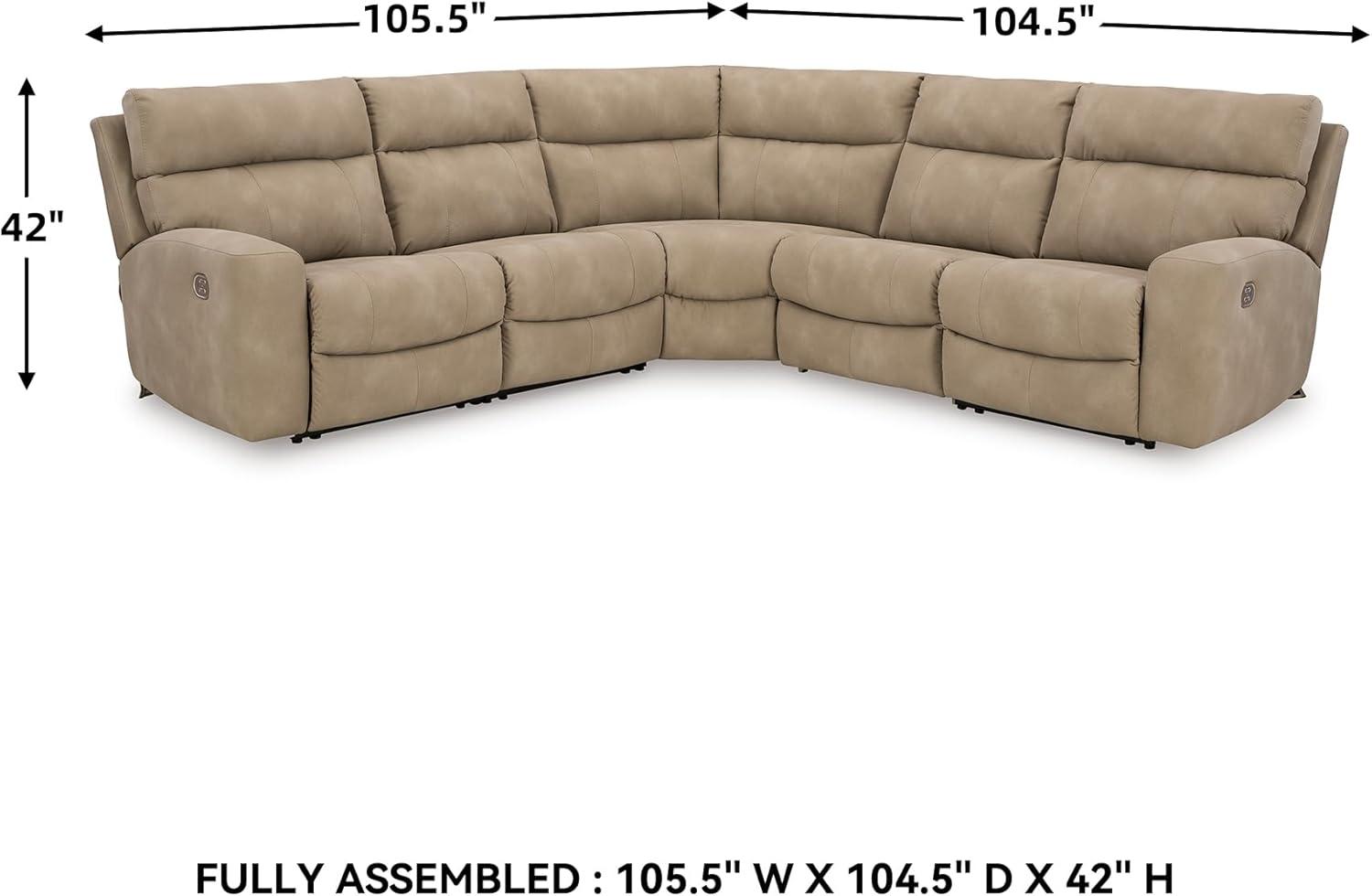 imageSignature Design by Ashley NextGen DuraPella Contemporary Faux Leather Modular Wall Hugger 3Piece Power Reclining Sectional Sofa with Adjustable Headrest and USB Ports GrayBeige