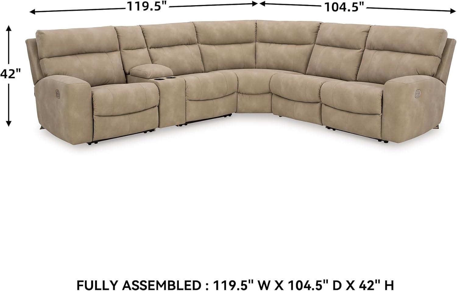imageSignature Design by Ashley NextGen DuraPella Contemporary Faux Leather Modular Wall Hugger 3Piece Power Reclining Sectional Sofa with Adjustable Headrest and USB Ports GrayBeige