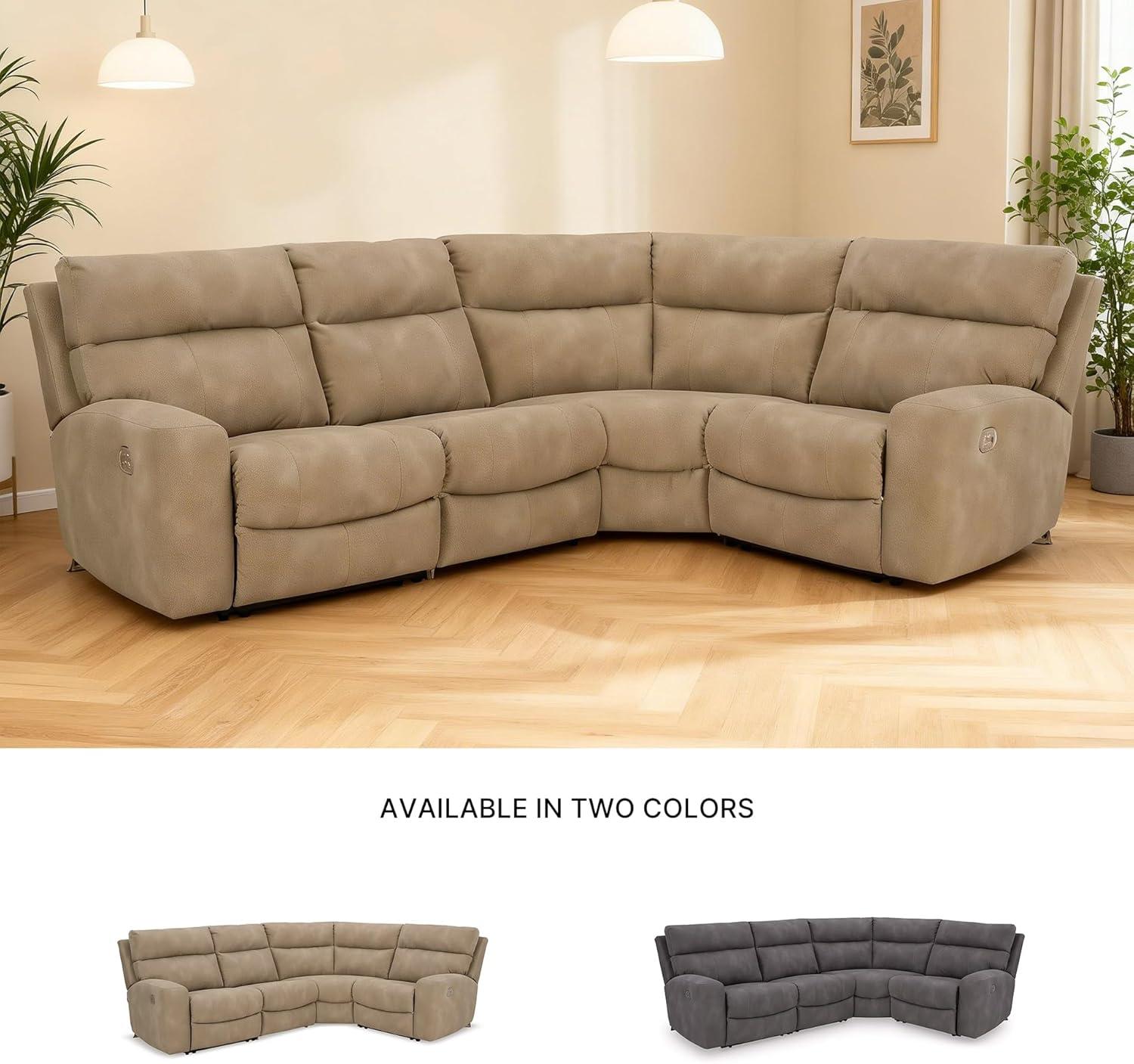 imageSignature Design by Ashley NextGen DuraPella Contemporary Faux Leather Modular Wall Hugger 3Piece Power Reclining Sectional Sofa with Adjustable Headrest and USB Ports GrayBeige