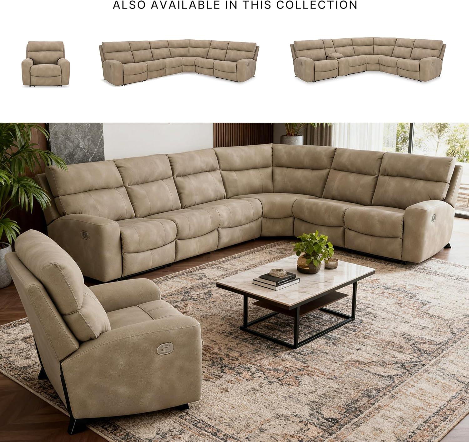 imageSignature Design by Ashley NextGen DuraPella Contemporary Faux Leather Modular Wall Hugger 3Piece Power Reclining Sectional Sofa with Adjustable Headrest and USB Ports GrayBeige