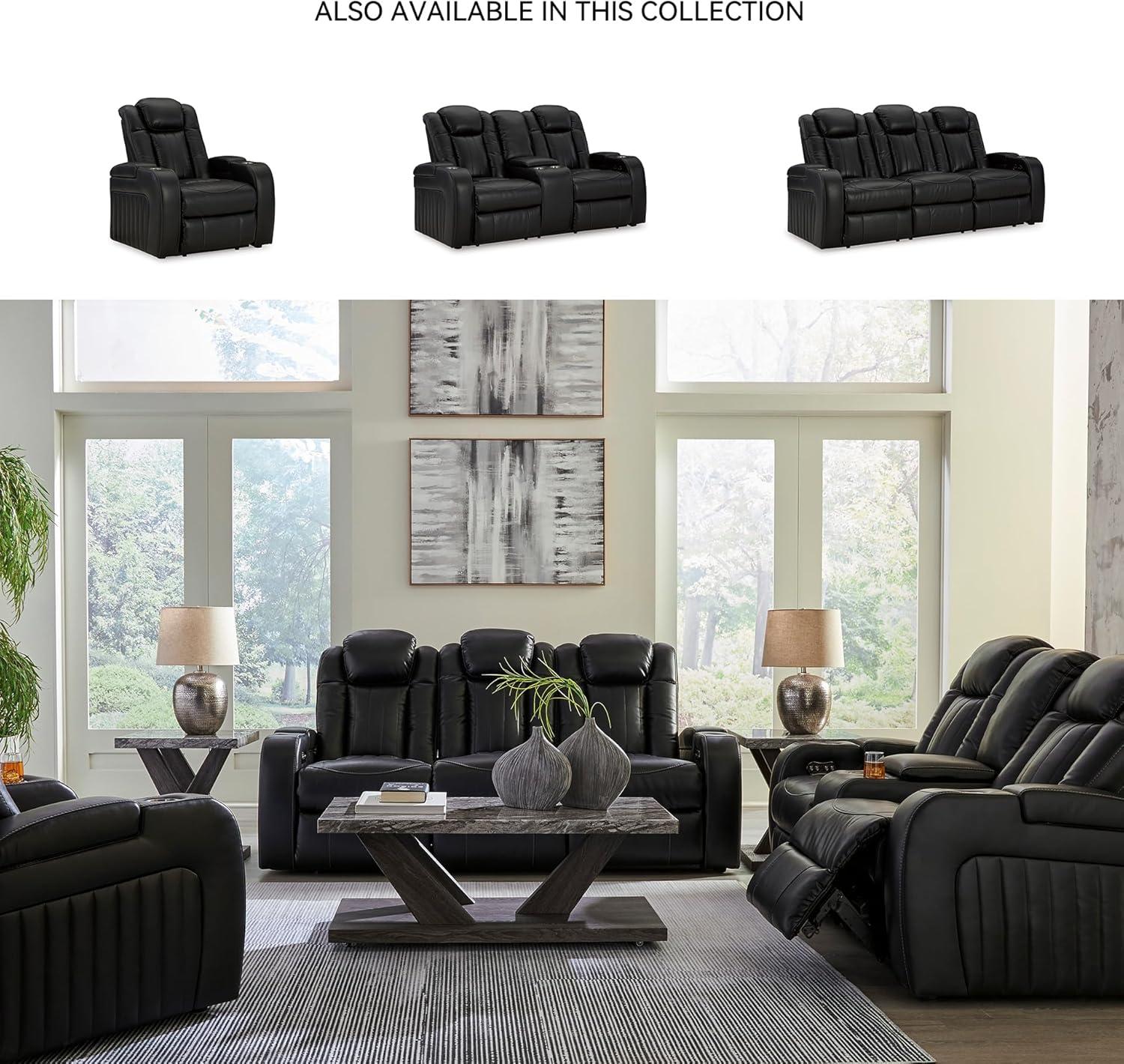 imageSignature Design by Ashley NextGen DuraPella Contemporary Faux Leather Modular Wall Hugger 3Piece Power Reclining Sectional Sofa with Adjustable Headrest and USB Ports GrayBlack