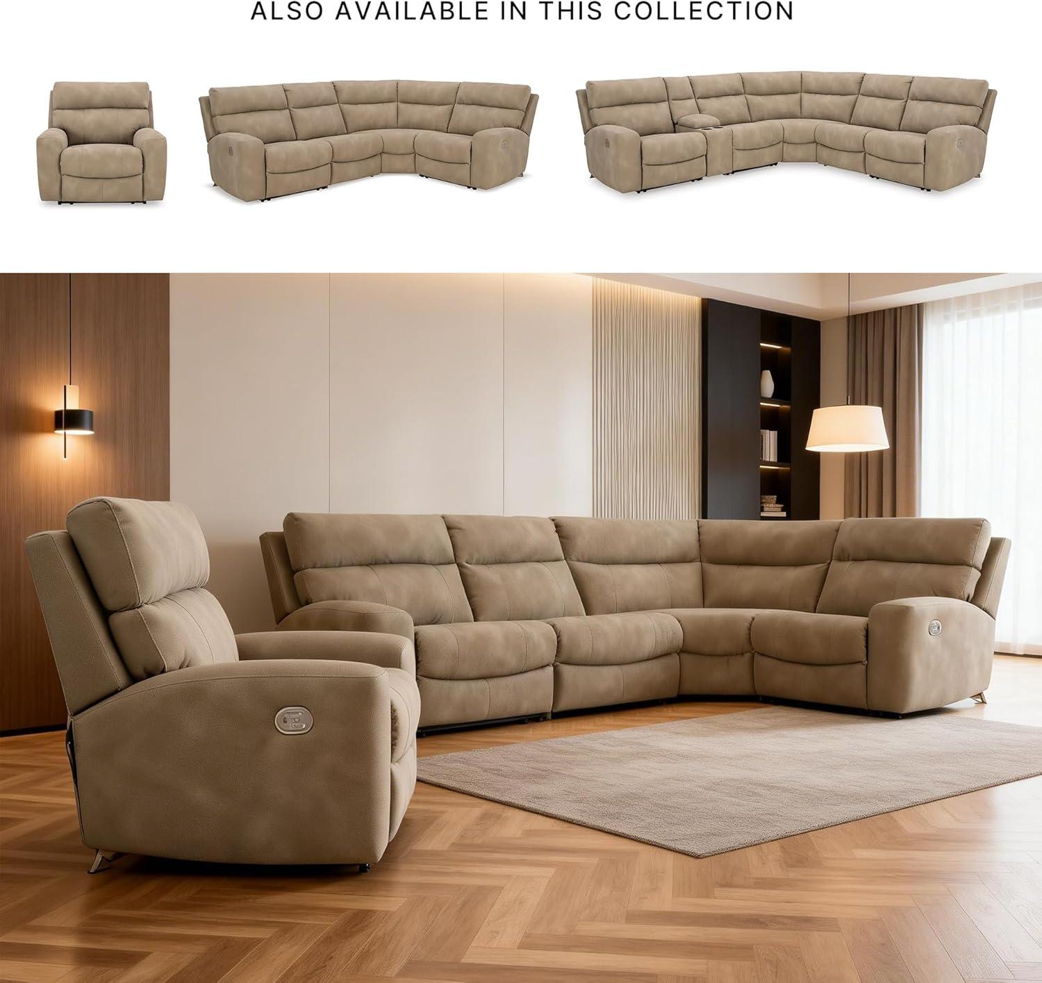 imageSignature Design by Ashley NextGen DuraPella Contemporary Faux Leather Modular Wall Hugger 3Piece Power Reclining Sectional Sofa with Adjustable Headrest and USB Ports GrayBeige