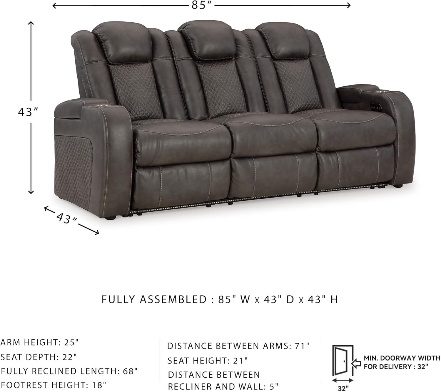 imageSignature Design by Ashley NextGen DuraPella Contemporary Faux Leather Modular Wall Hugger 3Piece Power Reclining Sectional Sofa with Adjustable Headrest and USB Ports GrayDark Gray