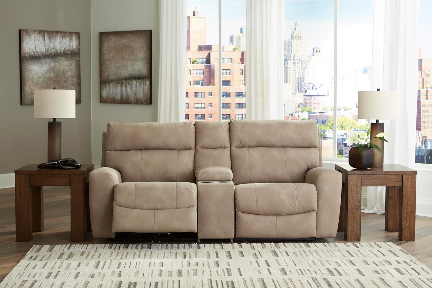 imageSignature Design by Ashley NextGen DuraPella Contemporary Faux Leather Modular Wall Hugger 3Piece Power Reclining Sectional Sofa with Adjustable Headrest and USB Ports GrayBeige