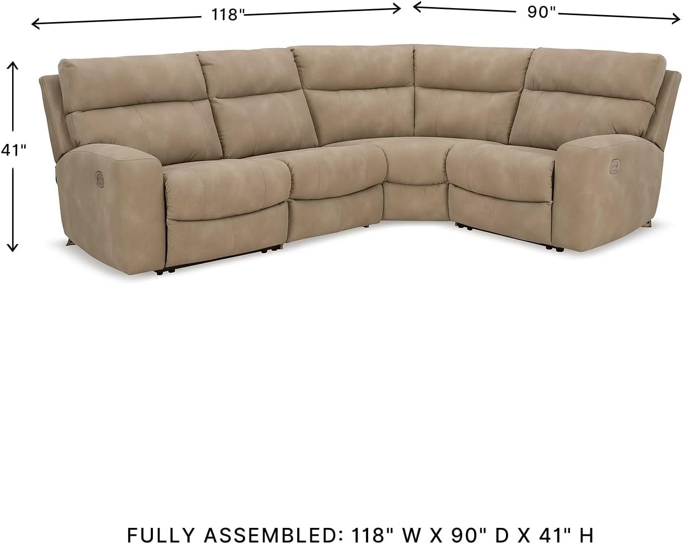 imageSignature Design by Ashley NextGen DuraPella Contemporary Faux Leather Modular Wall Hugger 3Piece Power Reclining Sectional Sofa with Adjustable Headrest and USB Ports GrayBeige