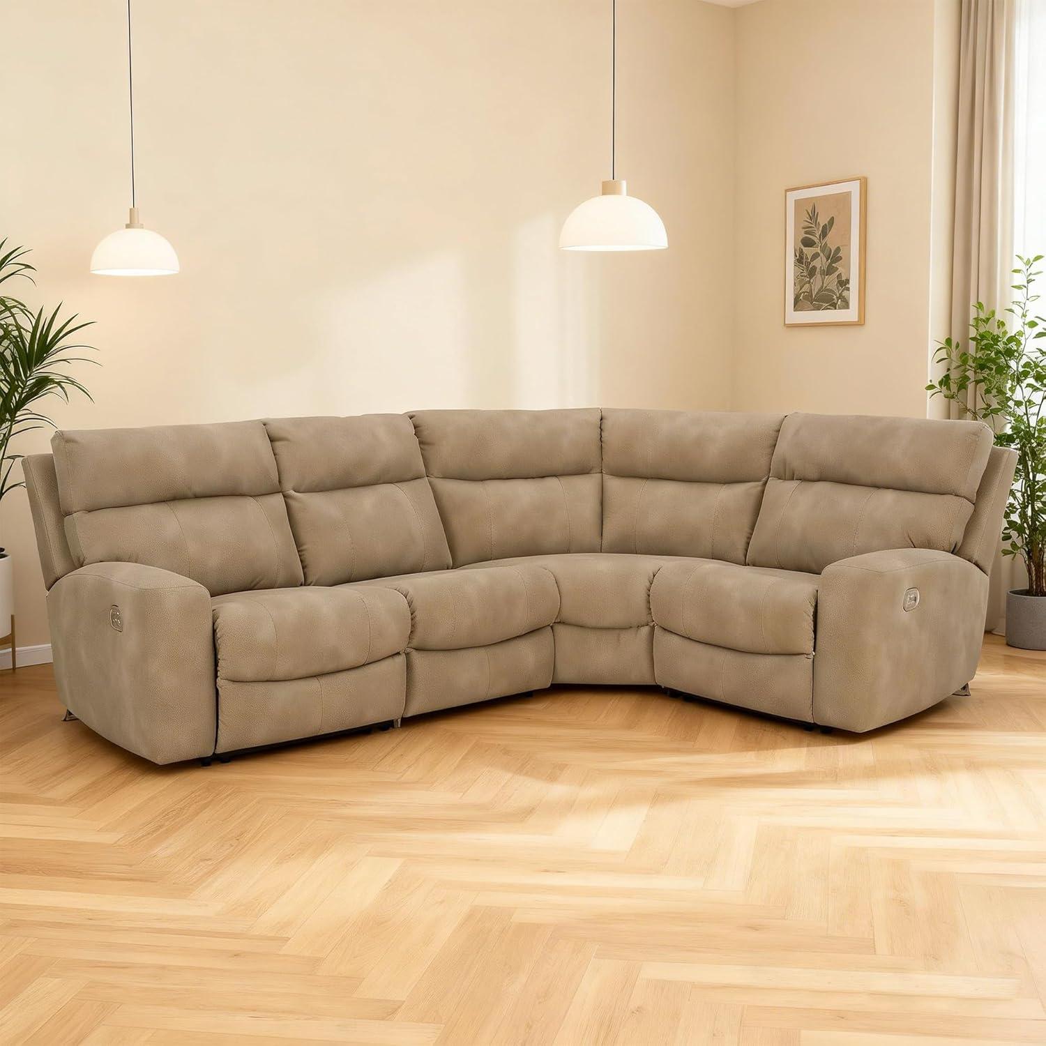 imageSignature Design by Ashley NextGen DuraPella Contemporary Faux Leather Modular Wall Hugger 3Piece Power Reclining Sectional Sofa with Adjustable Headrest and USB Ports GrayBeige