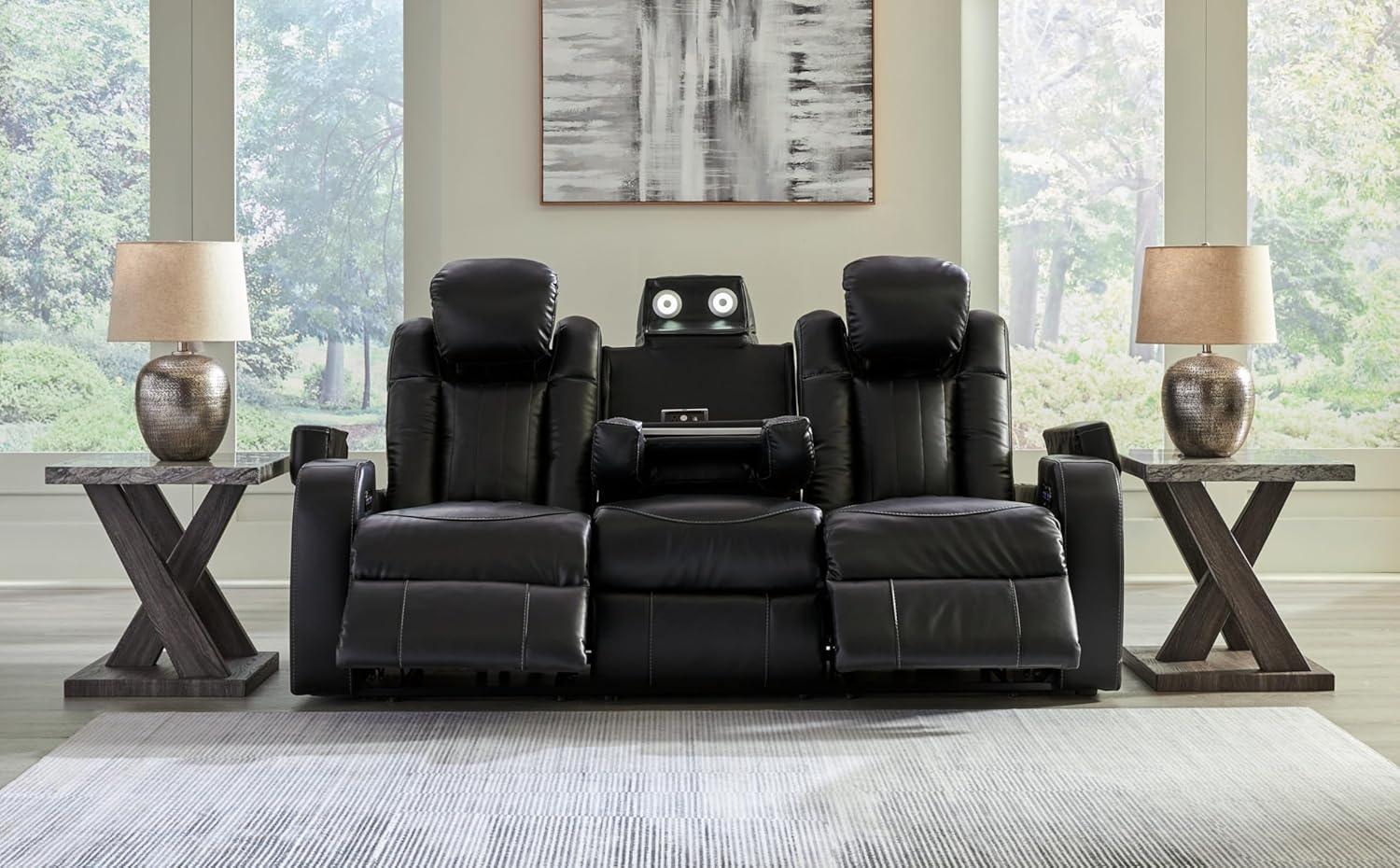 imageSignature Design by Ashley NextGen DuraPella Contemporary Faux Leather Modular Wall Hugger 3Piece Power Reclining Sectional Sofa with Adjustable Headrest and USB Ports GrayBlack