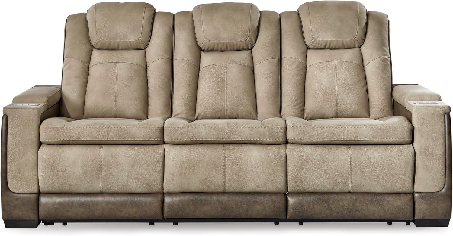 imageSignature Design by Ashley NextGen DuraPella Contemporary Faux Leather Modular Wall Hugger 3Piece Power Reclining Sectional Sofa with Adjustable Headrest and USB Ports GrayBeige