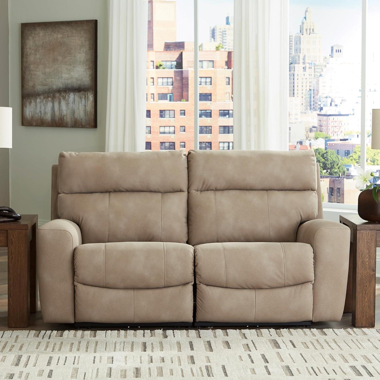 imageSignature Design by Ashley NextGen DuraPella Contemporary Faux Leather Modular Wall Hugger 3Piece Power Reclining Sectional Sofa with Adjustable Headrest and USB Ports GrayBeige