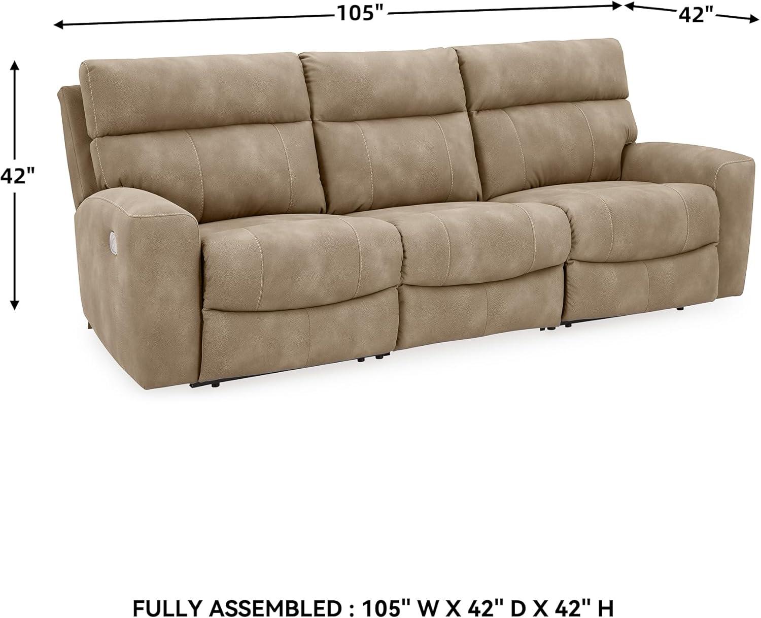 imageSignature Design by Ashley NextGen DuraPella Contemporary Faux Leather Modular Wall Hugger 3Piece Power Reclining Sectional Sofa with Adjustable Headrest and USB Ports GrayBeige
