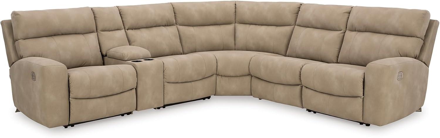 imageSignature Design by Ashley NextGen DuraPella Contemporary Faux Leather Modular Wall Hugger 3Piece Power Reclining Sectional Sofa with Adjustable Headrest and USB Ports GrayBeige