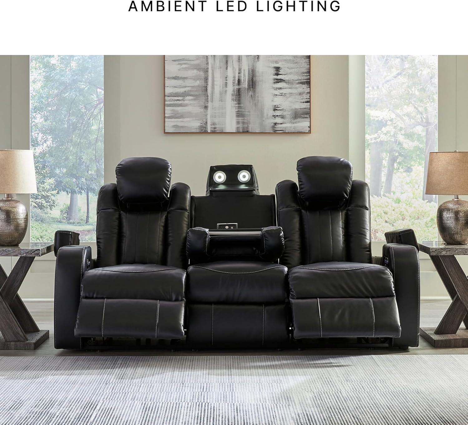 imageSignature Design by Ashley NextGen DuraPella Contemporary Faux Leather Modular Wall Hugger 3Piece Power Reclining Sectional Sofa with Adjustable Headrest and USB Ports GrayBlack