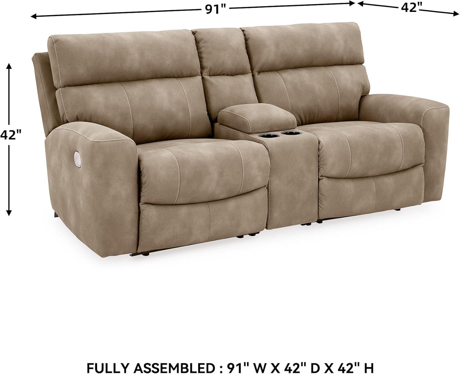 imageSignature Design by Ashley NextGen DuraPella Contemporary Faux Leather Modular Wall Hugger 3Piece Power Reclining Sectional Sofa with Adjustable Headrest and USB Ports GrayBeige