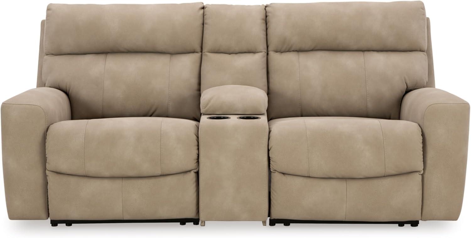 imageSignature Design by Ashley NextGen DuraPella Contemporary Faux Leather Modular Wall Hugger 3Piece Power Reclining Sectional Sofa with Adjustable Headrest and USB Ports GrayBeige