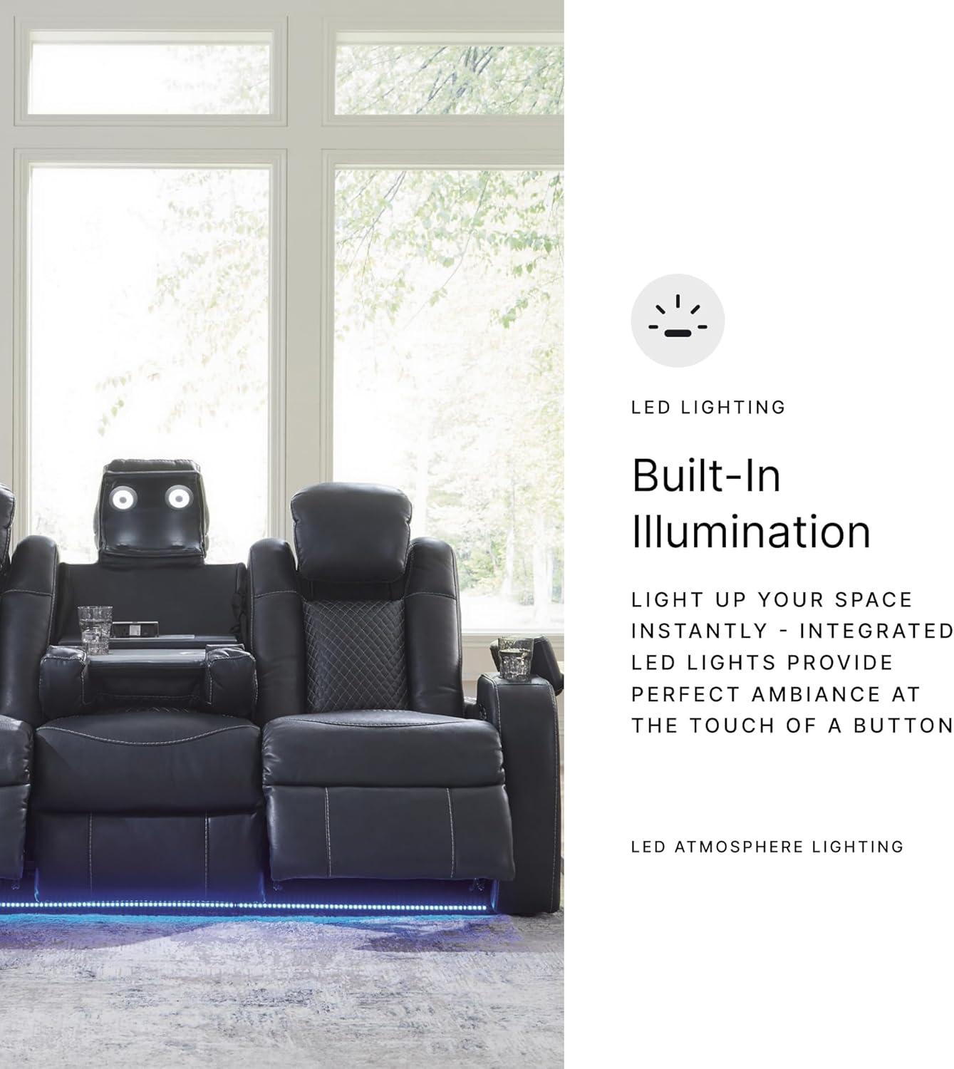 imageSignature Design by Ashley NextGen DuraPella Contemporary Faux Leather Modular Wall Hugger 3Piece Power Reclining Sectional Sofa with Adjustable Headrest and USB Ports GrayNavy