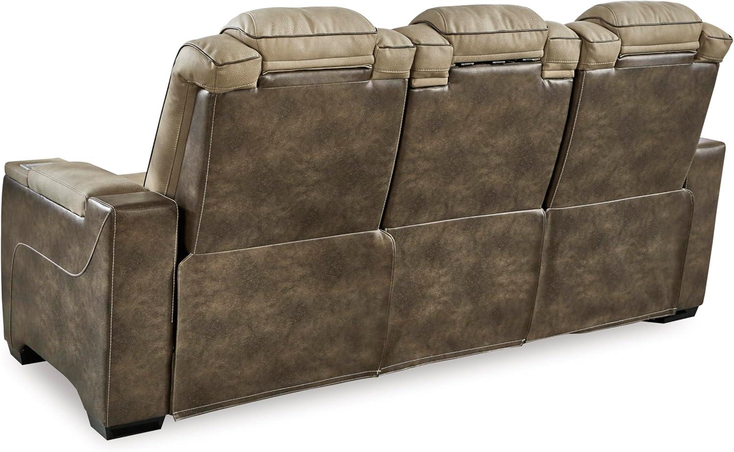 imageSignature Design by Ashley NextGen DuraPella Contemporary Faux Leather Modular Wall Hugger 3Piece Power Reclining Sectional Sofa with Adjustable Headrest and USB Ports GrayBeige
