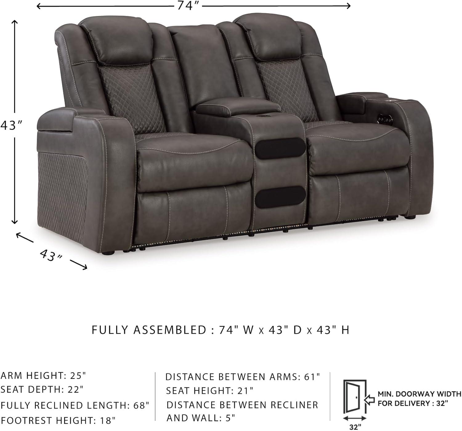 imageSignature Design by Ashley NextGen DuraPella Contemporary Faux Leather Modular Wall Hugger 3Piece Power Reclining Sectional Sofa with Adjustable Headrest and USB Ports GrayDark Gray
