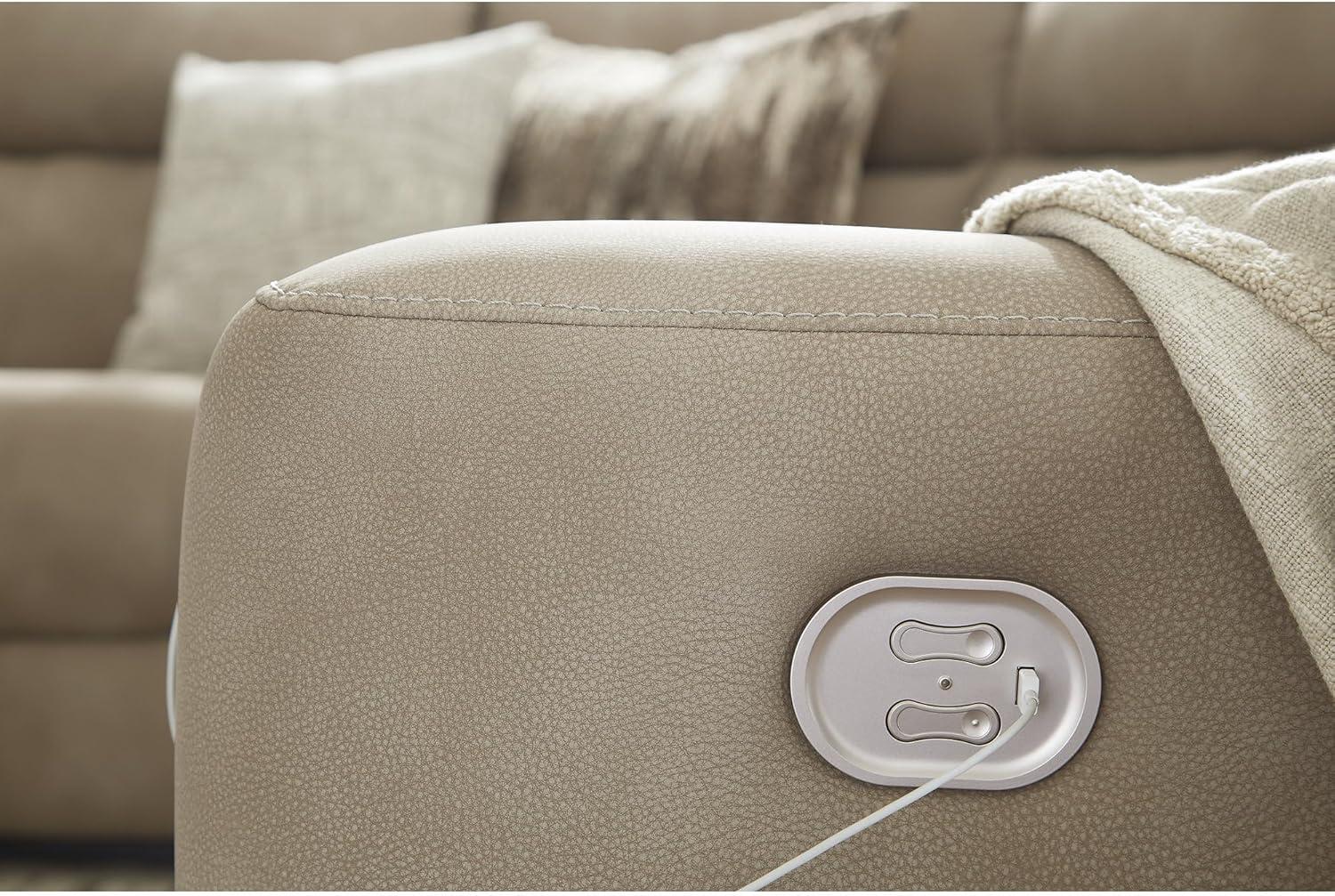 imageSignature Design by Ashley NextGen DuraPella Contemporary Faux Leather Modular Wall Hugger 3Piece Power Reclining Sectional Sofa with Adjustable Headrest and USB Ports GrayBeige