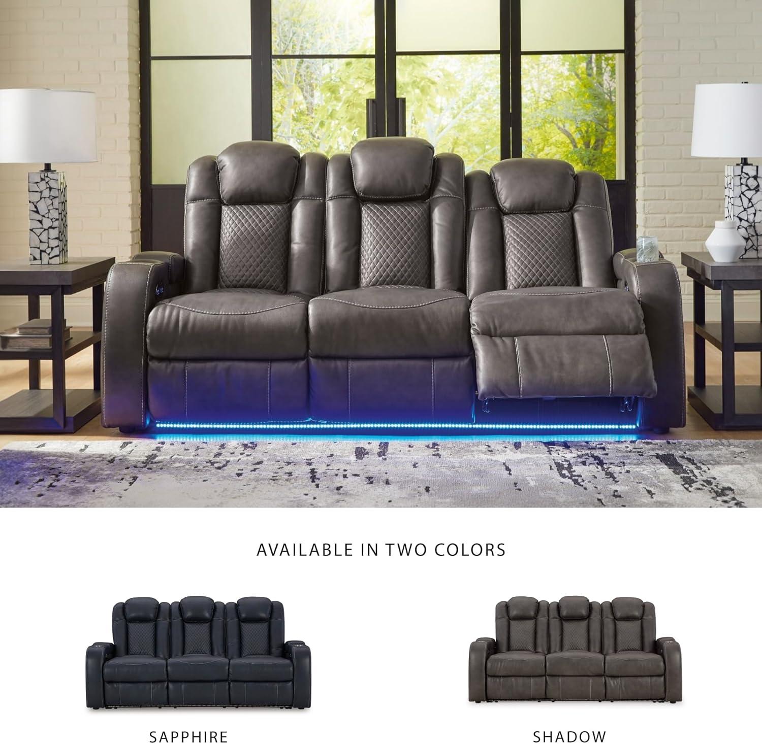 imageSignature Design by Ashley NextGen DuraPella Contemporary Faux Leather Modular Wall Hugger 3Piece Power Reclining Sectional Sofa with Adjustable Headrest and USB Ports GrayDark Gray