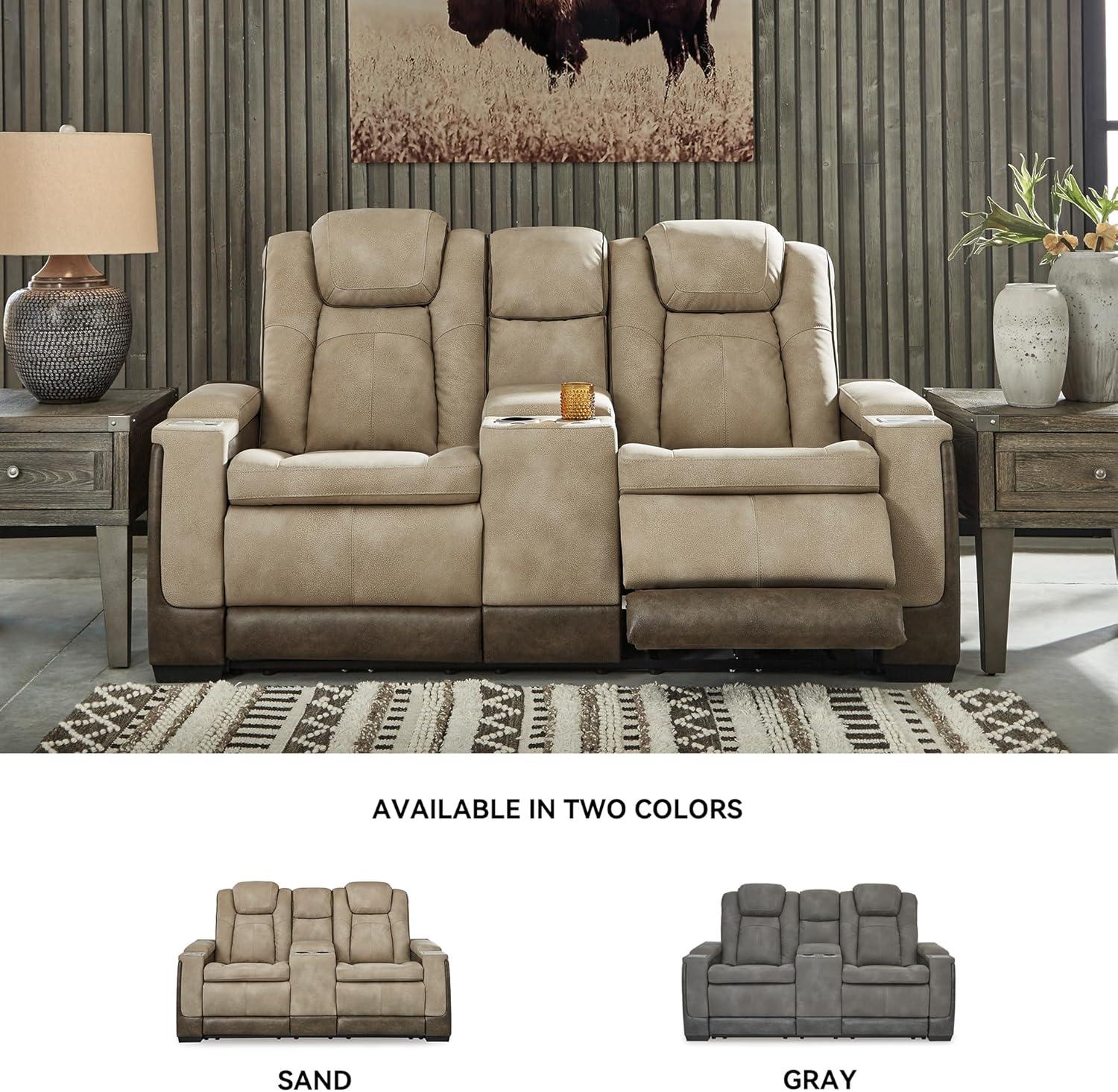 imageSignature Design by Ashley NextGen DuraPella Contemporary Faux Leather Modular Wall Hugger 3Piece Power Reclining Sectional Sofa with Adjustable Headrest and USB Ports GrayBeige