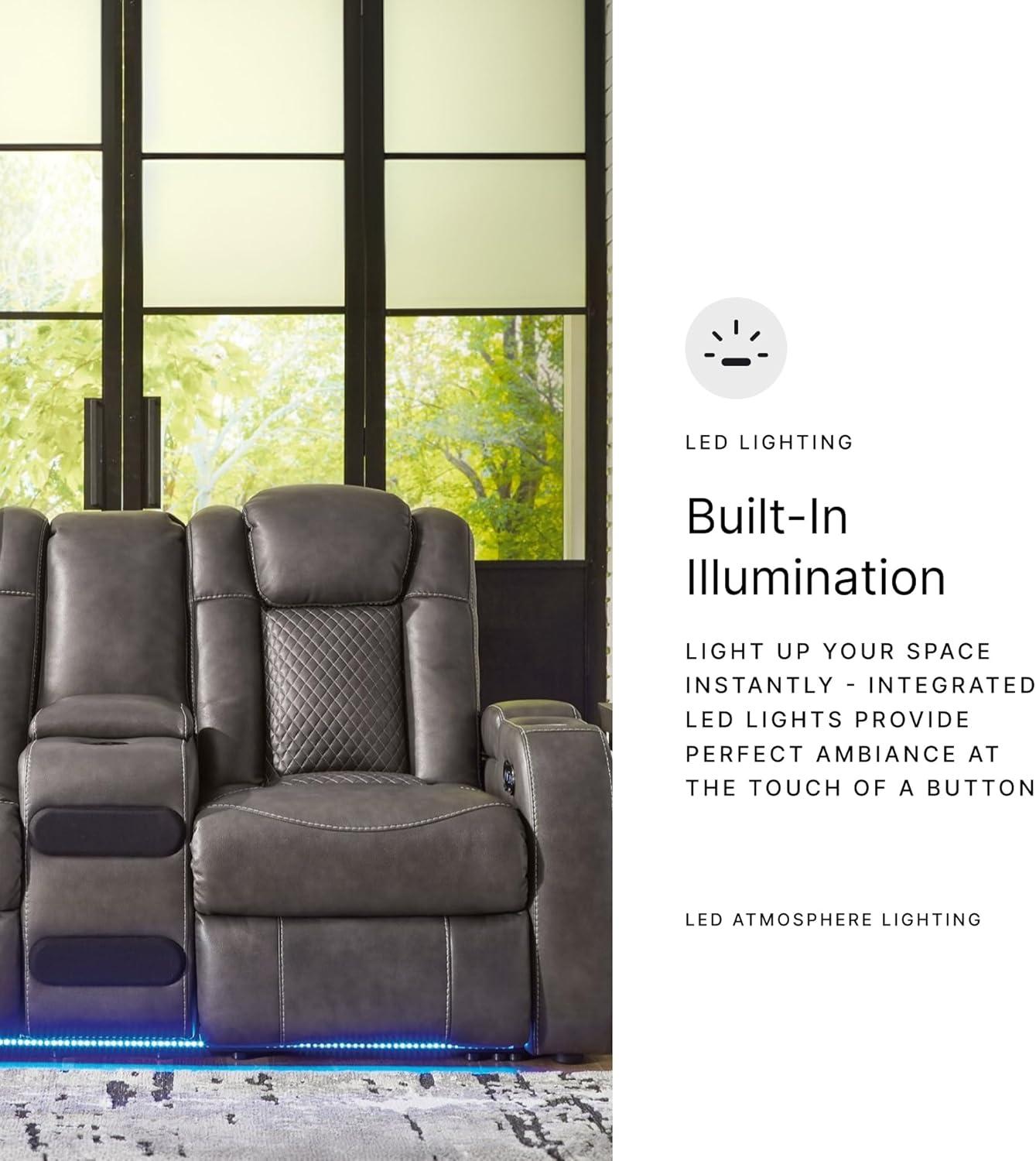 imageSignature Design by Ashley NextGen DuraPella Contemporary Faux Leather Modular Wall Hugger 3Piece Power Reclining Sectional Sofa with Adjustable Headrest and USB Ports GrayDark Gray