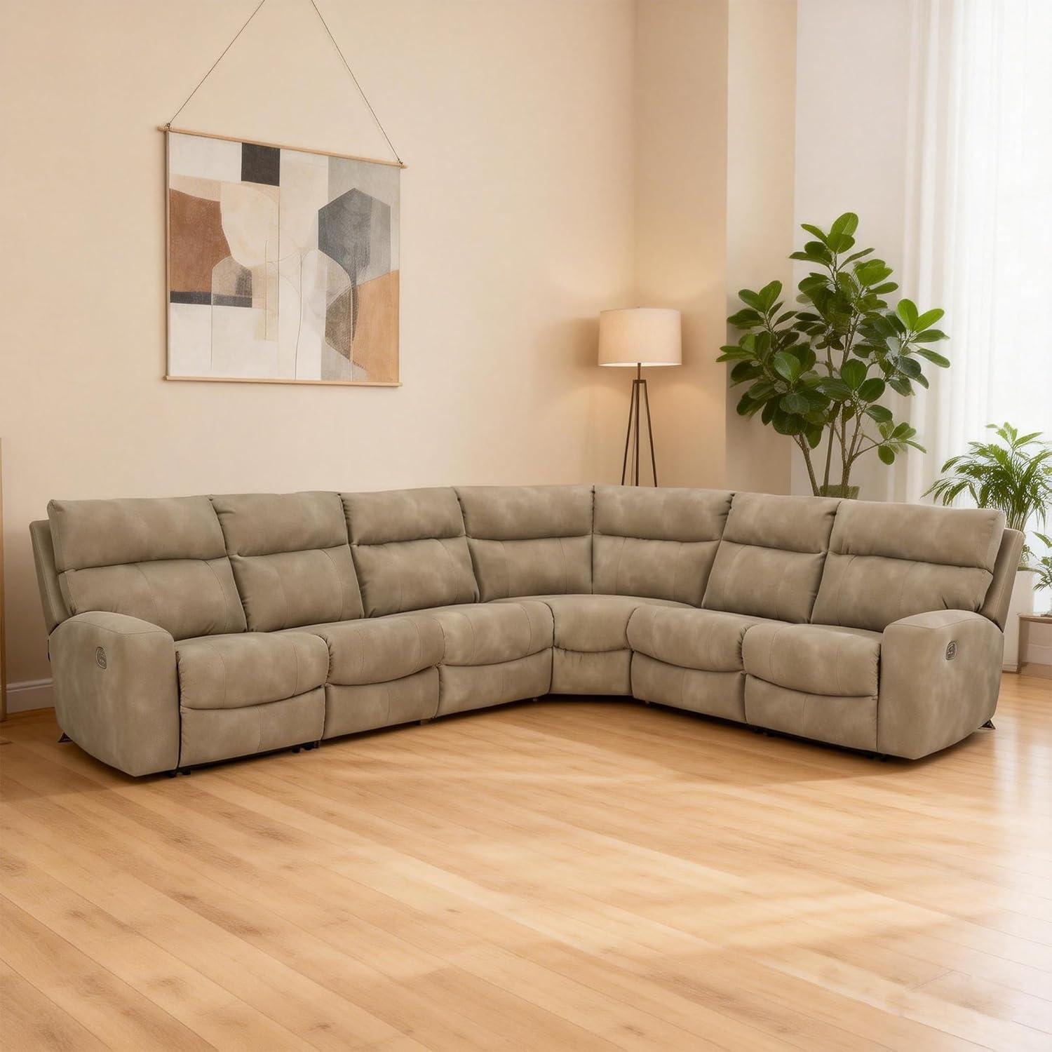 imageSignature Design by Ashley NextGen DuraPella Contemporary Faux Leather Modular Wall Hugger 3Piece Power Reclining Sectional Sofa with Adjustable Headrest and USB Ports GrayBeige