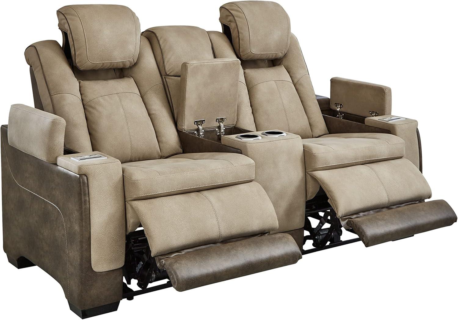 imageSignature Design by Ashley NextGen DuraPella Contemporary Faux Leather Modular Wall Hugger 3Piece Power Reclining Sectional Sofa with Adjustable Headrest and USB Ports GrayBeige