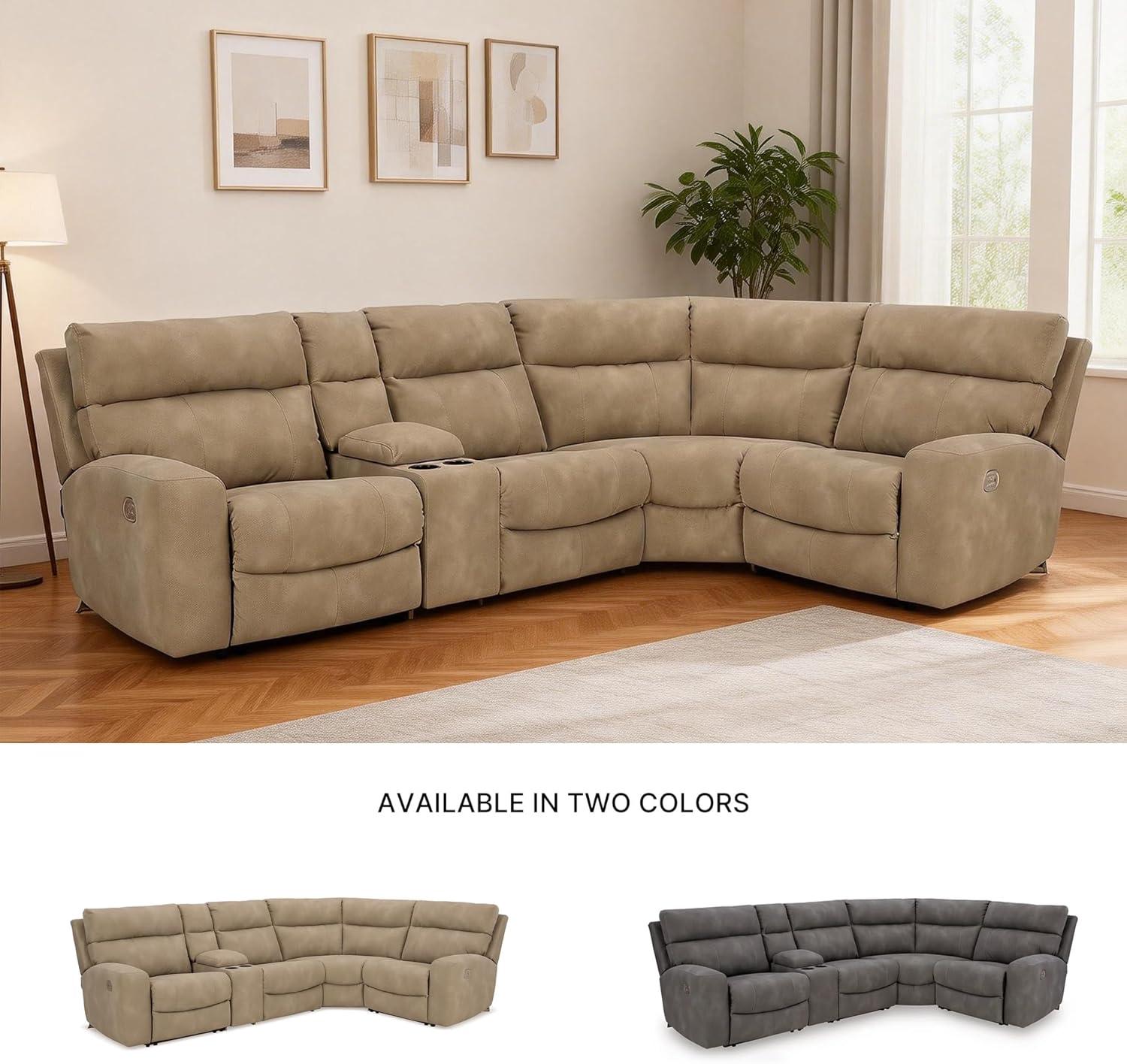 imageSignature Design by Ashley NextGen DuraPella Contemporary Faux Leather Modular Wall Hugger 3Piece Power Reclining Sectional Sofa with Adjustable Headrest and USB Ports GrayBeige