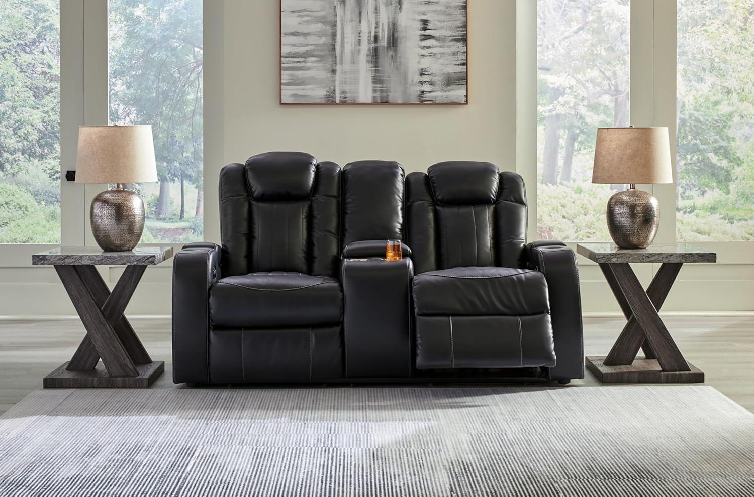 imageSignature Design by Ashley NextGen DuraPella Contemporary Faux Leather Modular Wall Hugger 3Piece Power Reclining Sectional Sofa with Adjustable Headrest and USB Ports GrayBlack