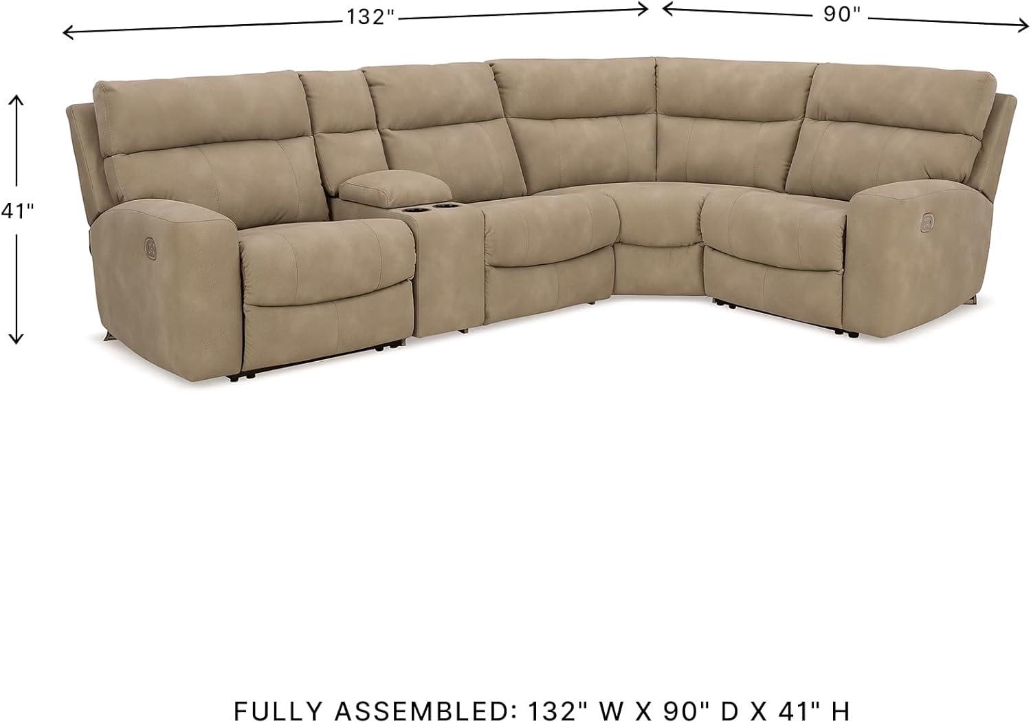 imageSignature Design by Ashley NextGen DuraPella Contemporary Faux Leather Modular Wall Hugger 3Piece Power Reclining Sectional Sofa with Adjustable Headrest and USB Ports GrayBeige