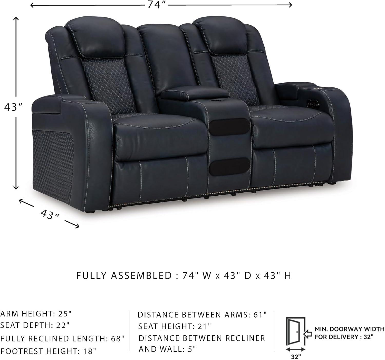 imageSignature Design by Ashley NextGen DuraPella Contemporary Faux Leather Modular Wall Hugger 3Piece Power Reclining Sectional Sofa with Adjustable Headrest and USB Ports GrayNavy