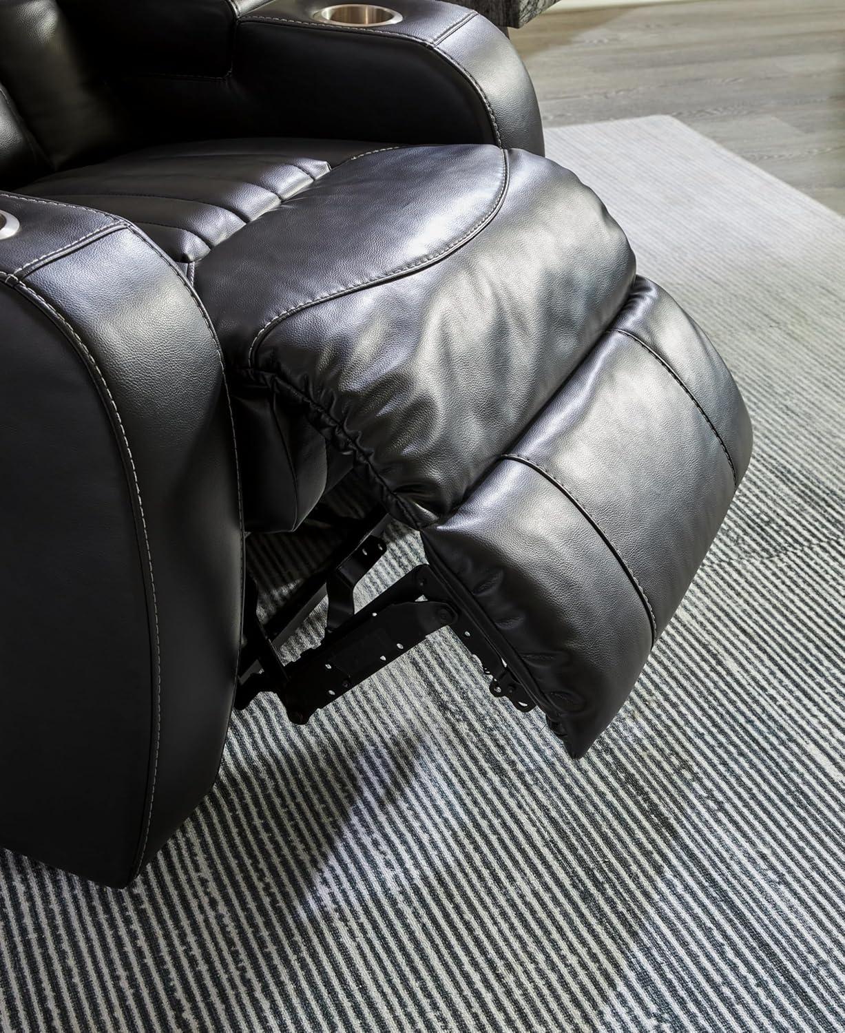 imageSignature Design by Ashley NextGen DuraPella Contemporary Faux Leather Modular Wall Hugger 3Piece Power Reclining Sectional Sofa with Adjustable Headrest and USB Ports GrayBlack