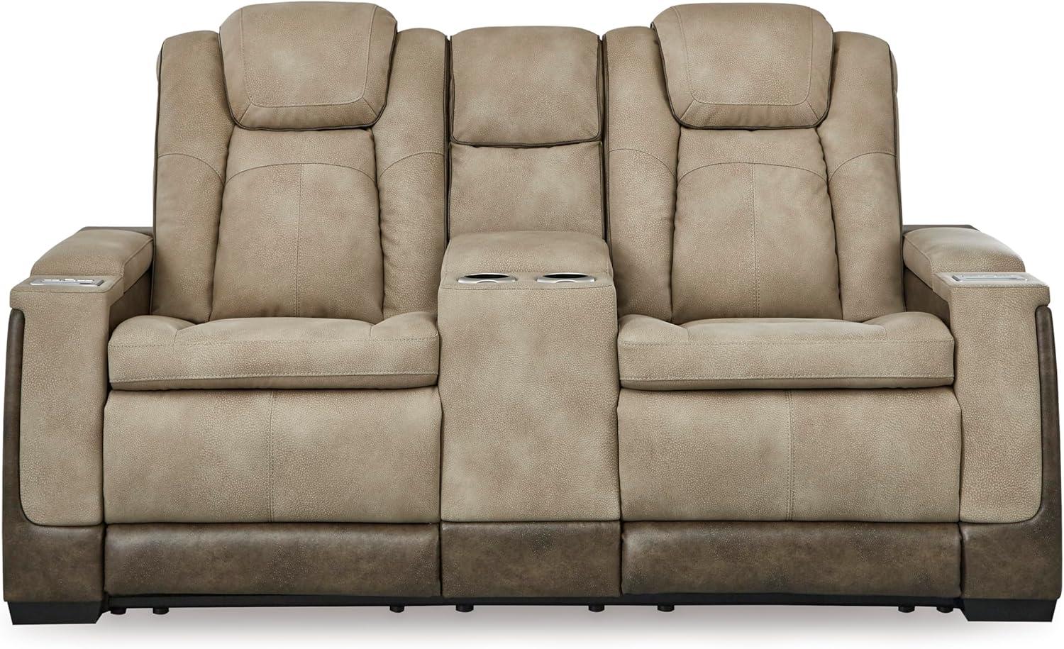 imageSignature Design by Ashley NextGen DuraPella Contemporary Faux Leather Modular Wall Hugger 3Piece Power Reclining Sectional Sofa with Adjustable Headrest and USB Ports GrayBeige