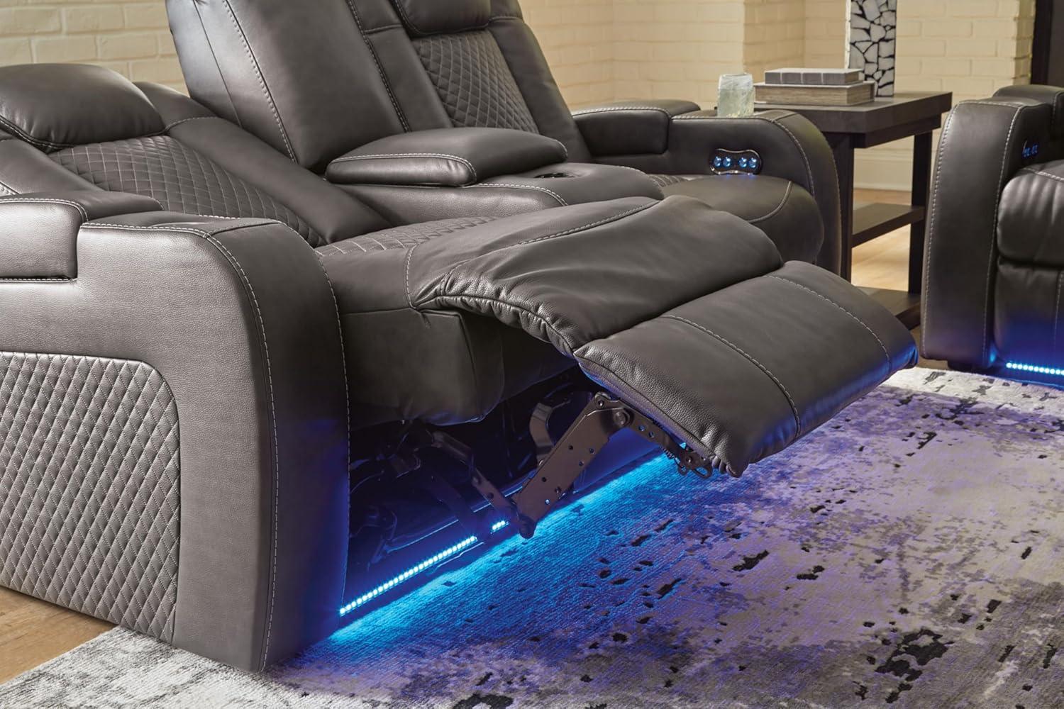 imageSignature Design by Ashley NextGen DuraPella Contemporary Faux Leather Modular Wall Hugger 3Piece Power Reclining Sectional Sofa with Adjustable Headrest and USB Ports GrayDark Gray