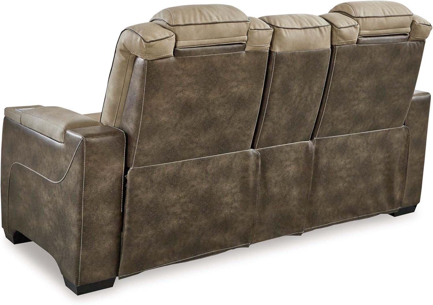 imageSignature Design by Ashley NextGen DuraPella Contemporary Faux Leather Modular Wall Hugger 3Piece Power Reclining Sectional Sofa with Adjustable Headrest and USB Ports GrayBeige