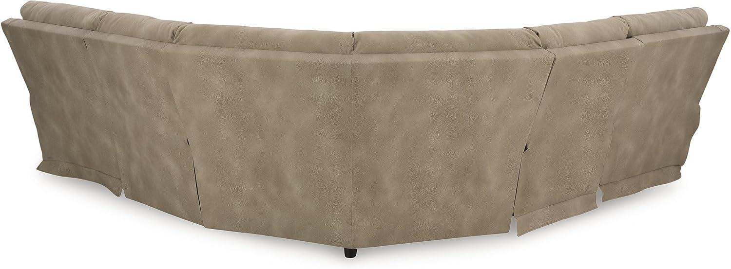 imageSignature Design by Ashley NextGen DuraPella Contemporary Faux Leather Modular Wall Hugger 3Piece Power Reclining Sectional Sofa with Adjustable Headrest and USB Ports GrayBeige