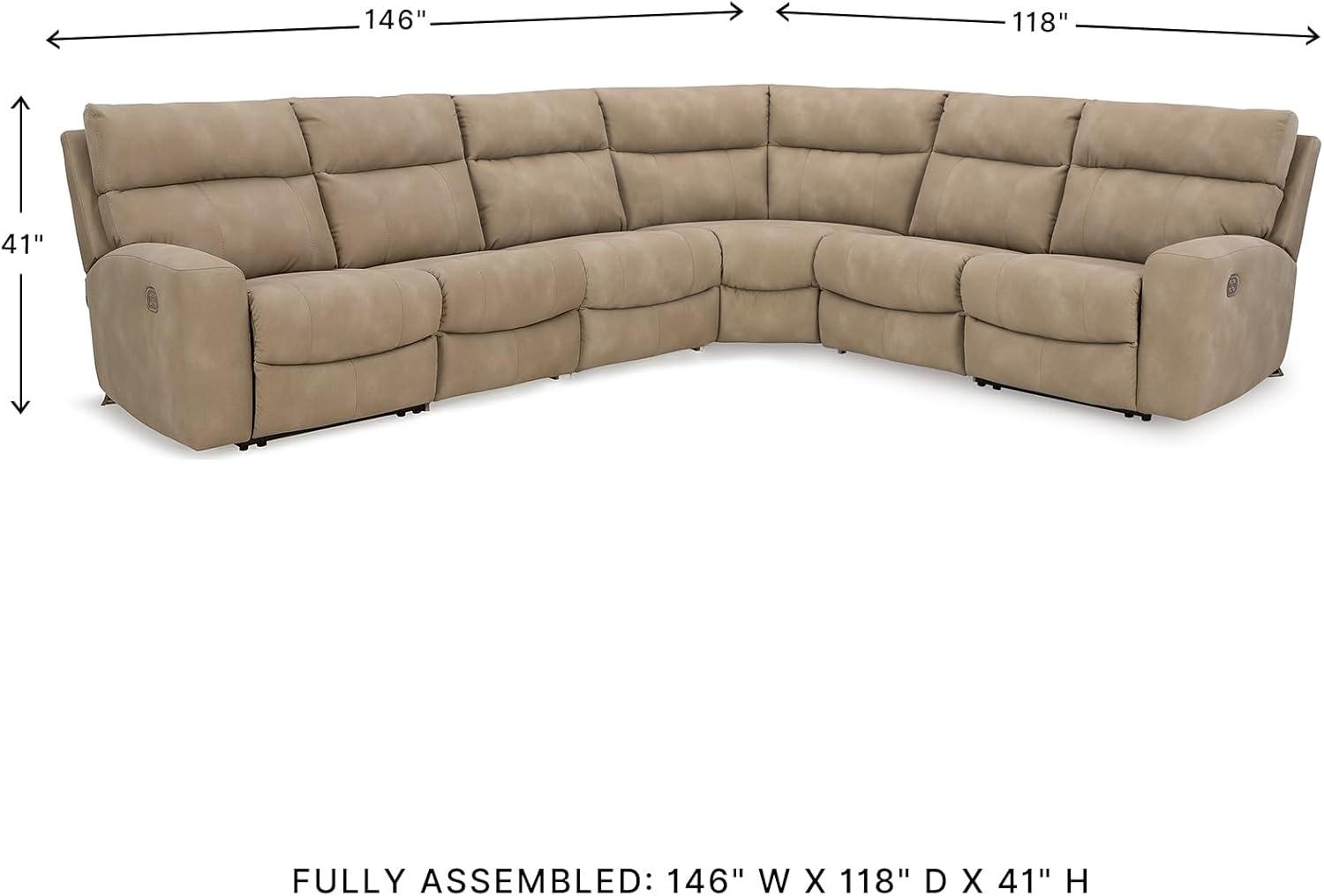 imageSignature Design by Ashley NextGen DuraPella Contemporary Faux Leather Modular Wall Hugger 3Piece Power Reclining Sectional Sofa with Adjustable Headrest and USB Ports GrayBeige