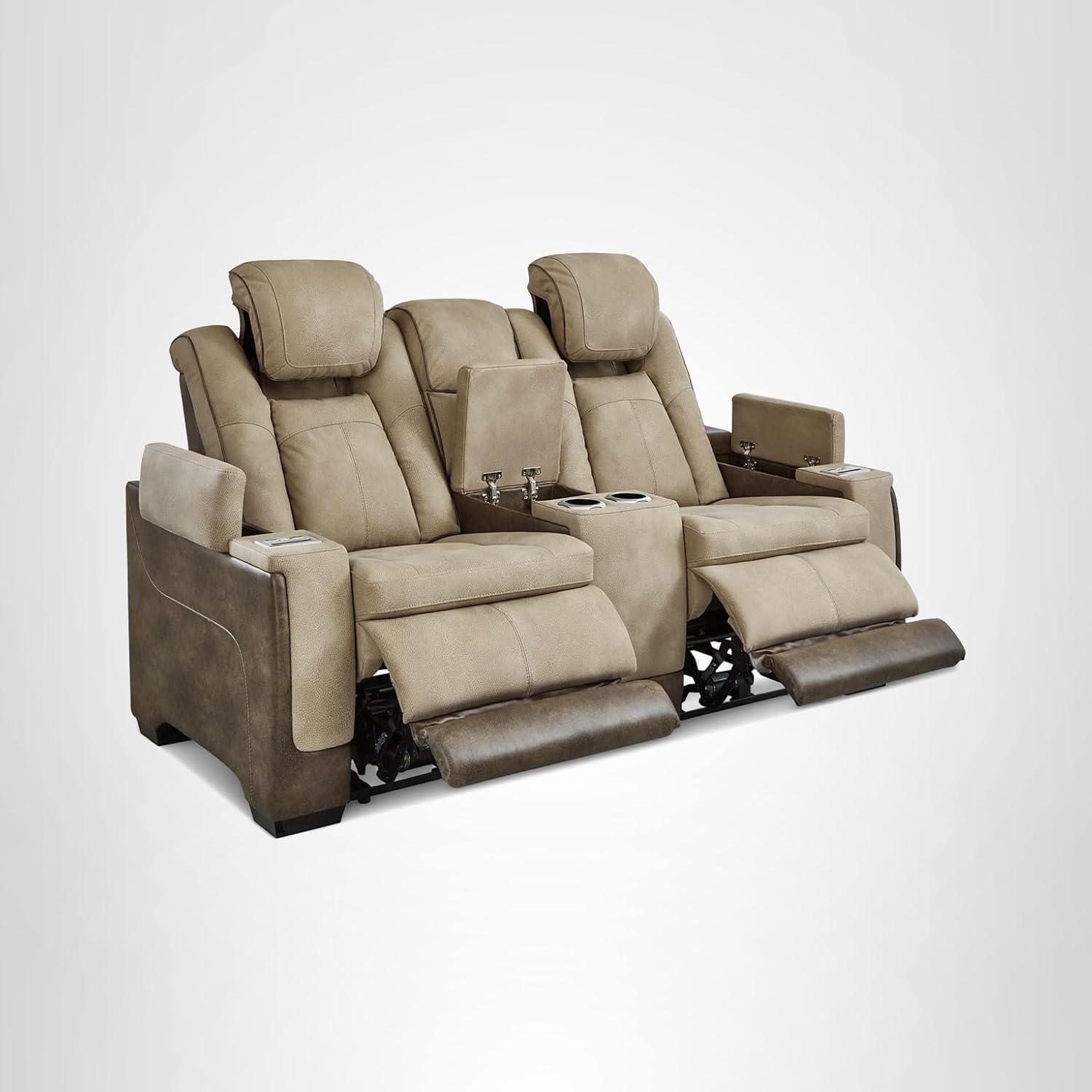 imageSignature Design by Ashley NextGen DuraPella Contemporary Faux Leather Modular Wall Hugger 3Piece Power Reclining Sectional Sofa with Adjustable Headrest and USB Ports GrayBeige