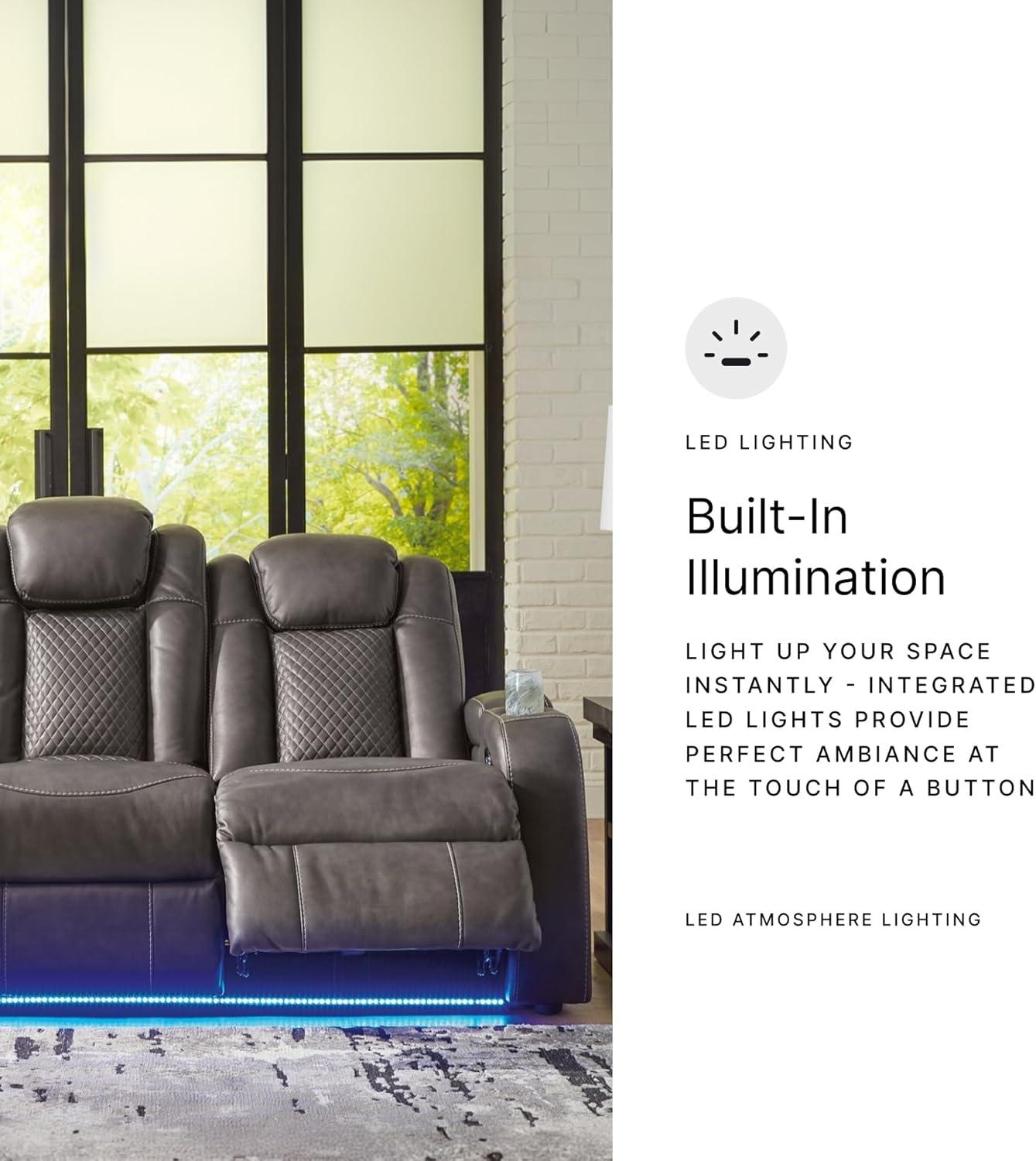 imageSignature Design by Ashley NextGen DuraPella Contemporary Faux Leather Modular Wall Hugger 3Piece Power Reclining Sectional Sofa with Adjustable Headrest and USB Ports GrayDark Gray