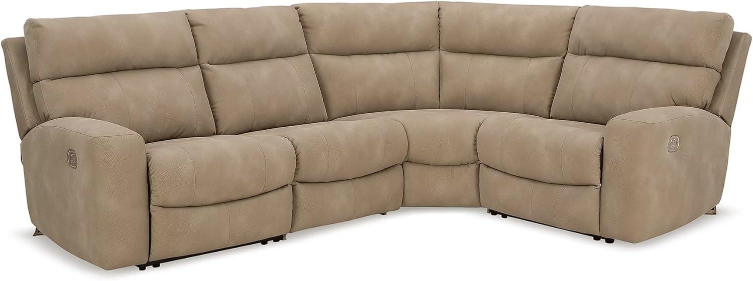imageSignature Design by Ashley NextGen DuraPella Contemporary Faux Leather Modular Wall Hugger 3Piece Power Reclining Sectional Sofa with Adjustable Headrest and USB Ports GrayBeige