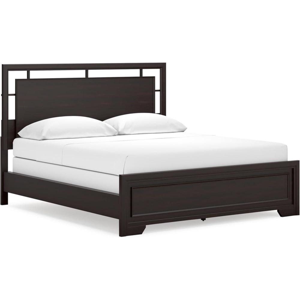 imageSignature Design by Ashley Covetown Traditional California King Panel Bed Foundation or Box Spring Needed Dark BrownCalifornia King Panel Bed