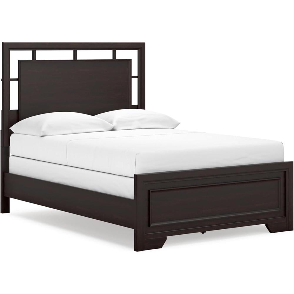 imageSignature Design by Ashley Covetown Traditional California King Panel Bed Foundation or Box Spring Needed Dark BrownFull Panel Bed