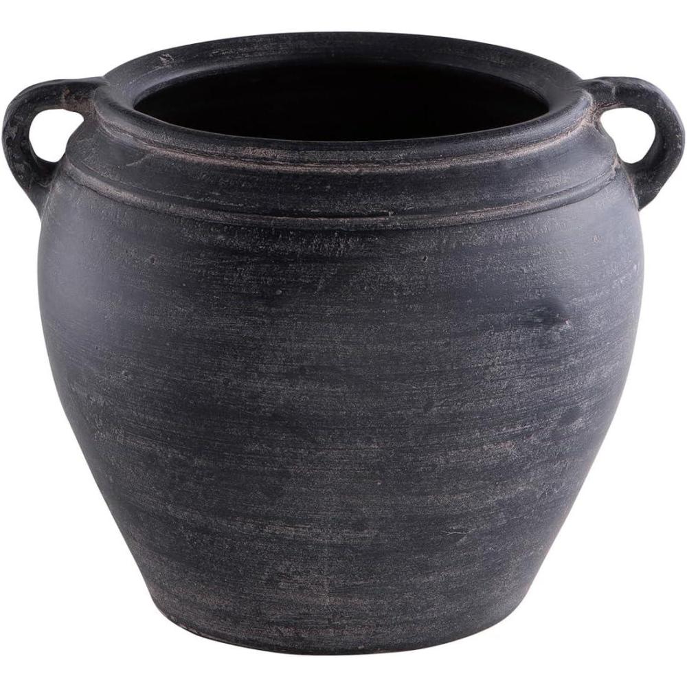 imageSignature Design by Ashley Meadie Casual Indoor Distressed Terra Cotta Vase with Wide Mouth BlackBlack